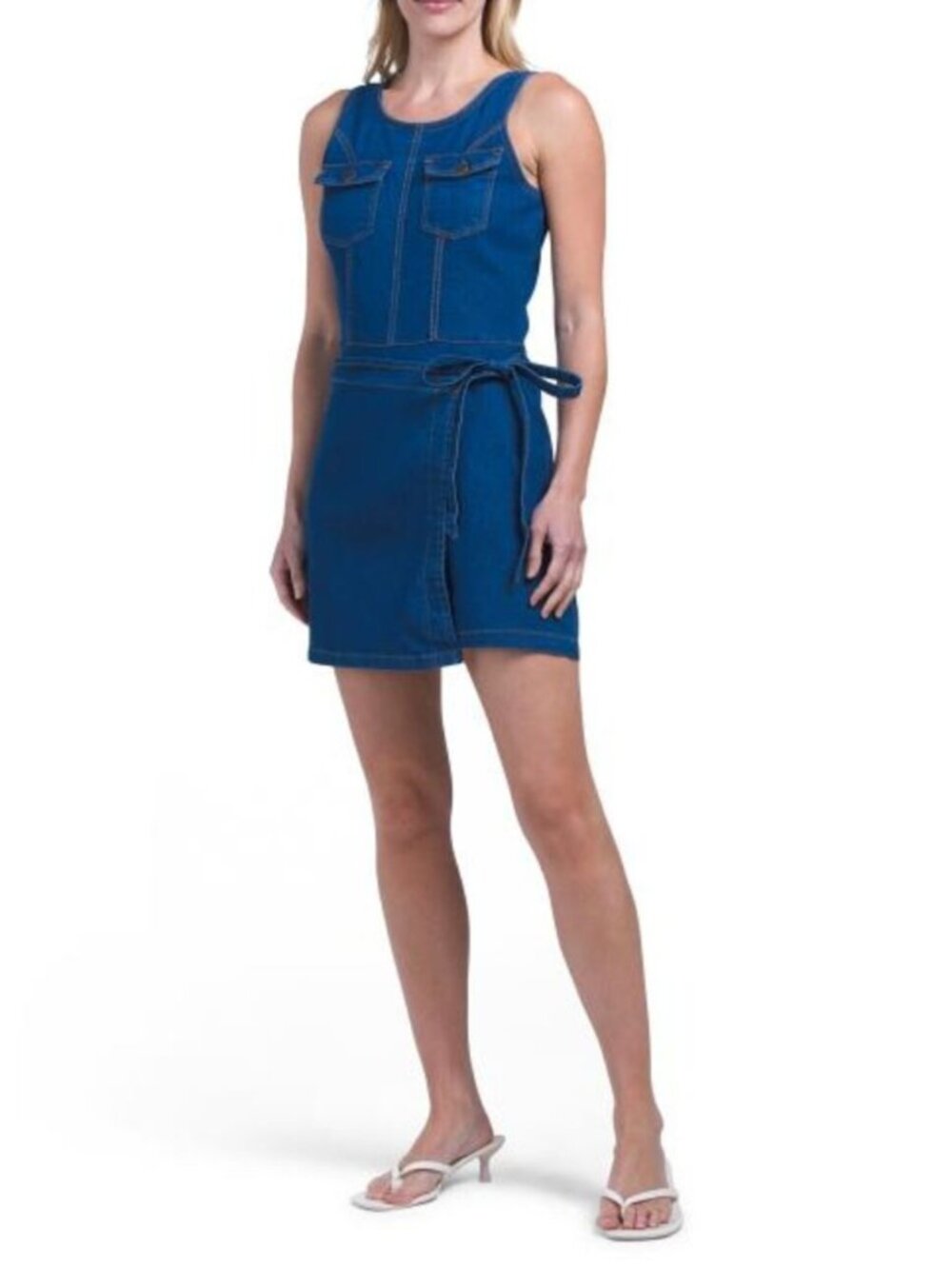 BEBE Tie Wrap Denim Romper